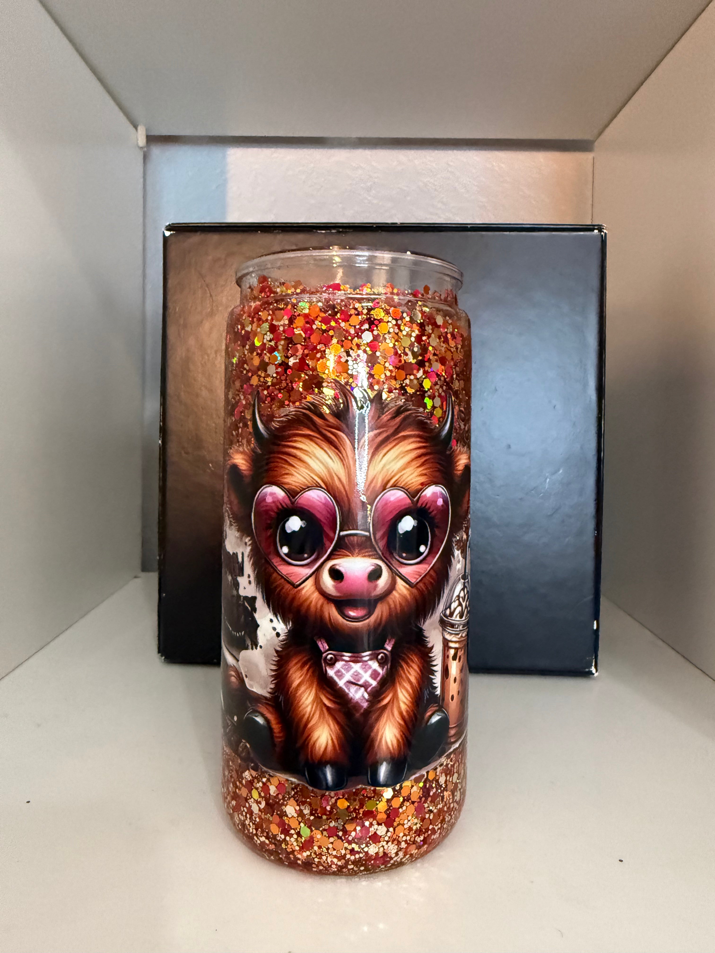 20 oz Glitter Cow